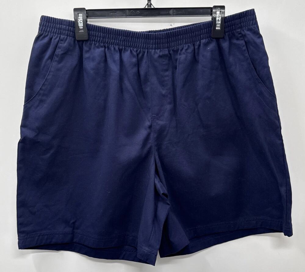 Basic Editions Women XL Pull On Shorts NWT 100% Cotton Elastic Waist Navy
